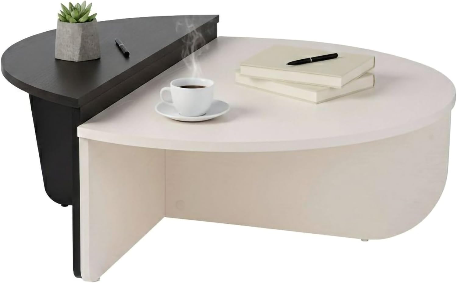 Thumbnail 2 de Dmora Feglino: tavolino basso da caffè 90x60x35 cm bianco e nero per soggiorno e porta-riviste