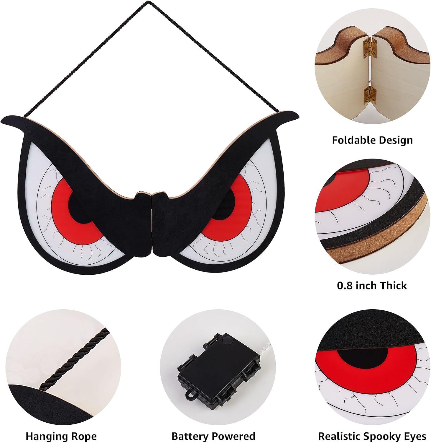 Thumbnail 6 de BlcTec BT-EL68 Halloween Eye Lights, 20-Inch Wooden Decor with 7 Color Modes