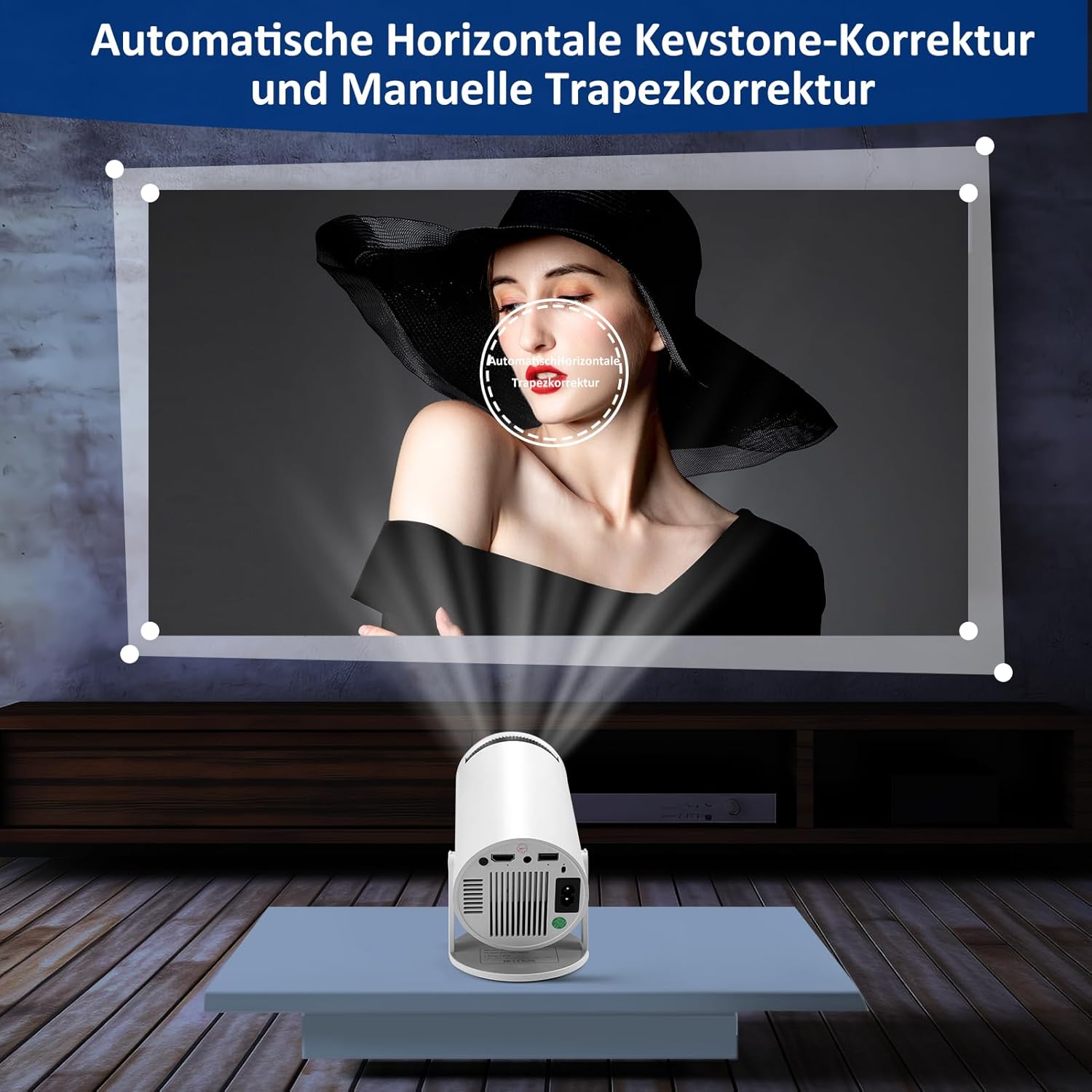 Detalle de Mini Beamer 4K mit Android 11 – tragbarer Projektor für Handy, PC & TV Stick