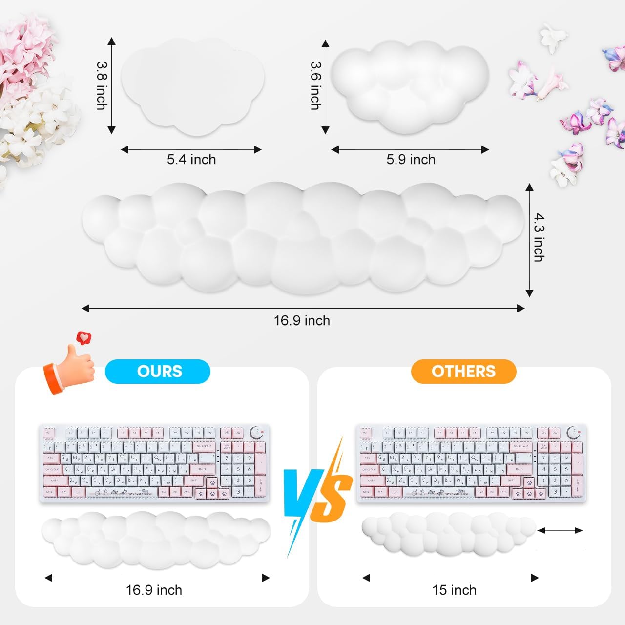 Detalle 2 de JIKIOU WRIST-A Cloud Wrist Rest Set with Memory Foam and Non-Slip Base