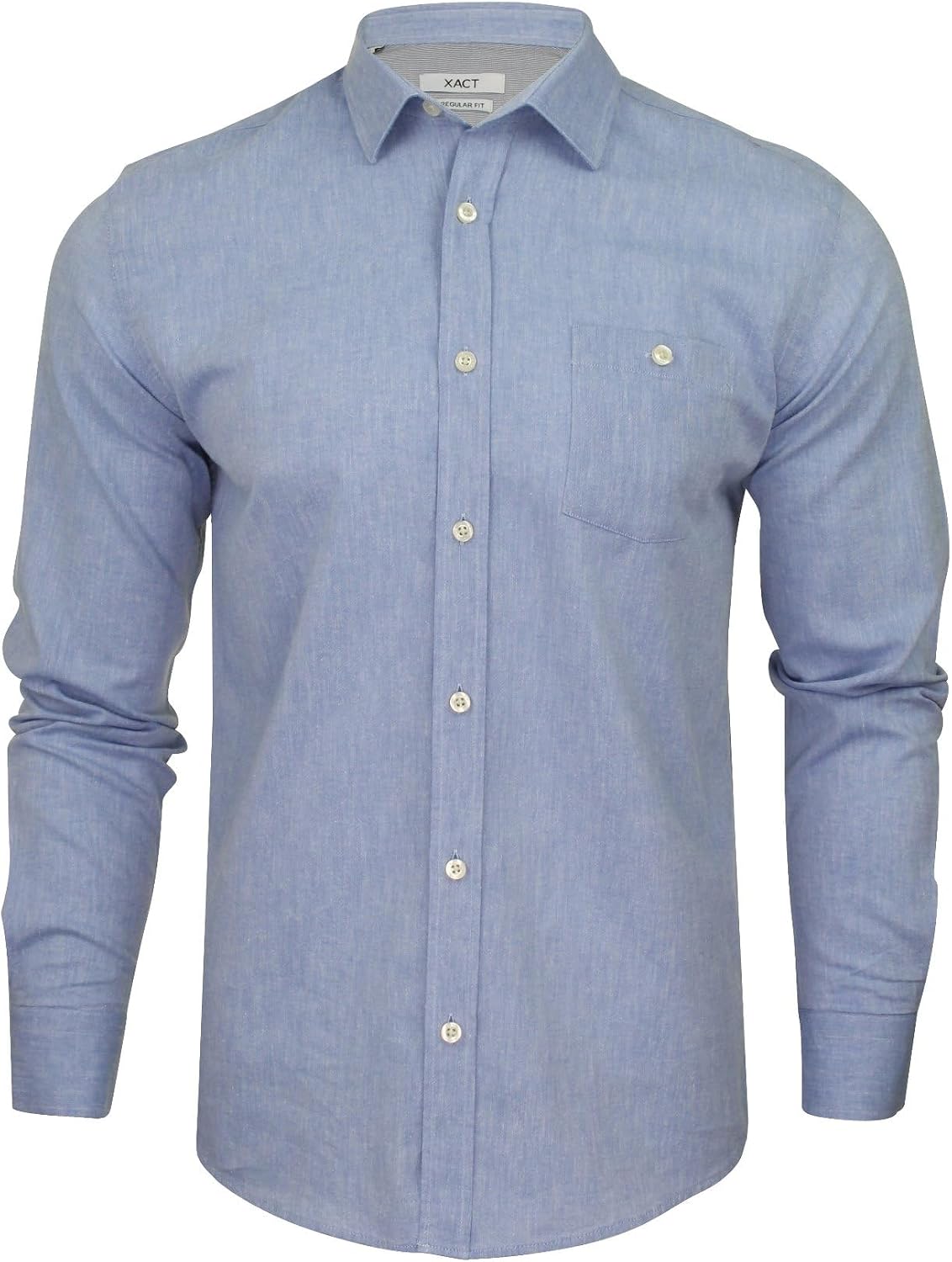 Thumbnail 2 de Xact Men’s Long Sleeve Linen Cotton Shirt (Regular Fit) – Point Collar, Chest Pocket, Breathable Summer Smart Casual