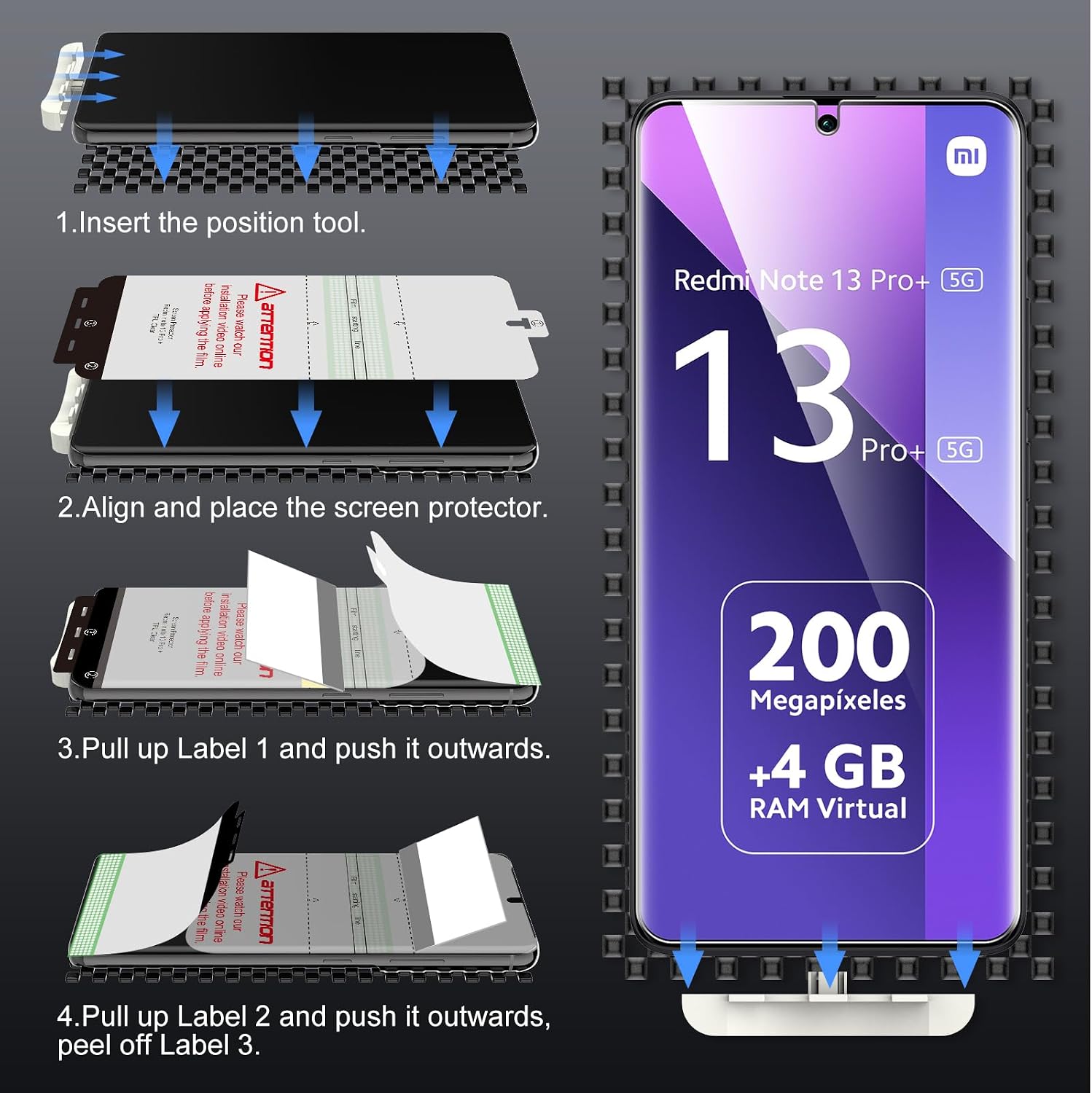 Thumbnail 6 de LK Protection écran TPU pour Redmi Note 13 Pro Plus 5G – 3 films transparent HD (sans verre) et protection 3D