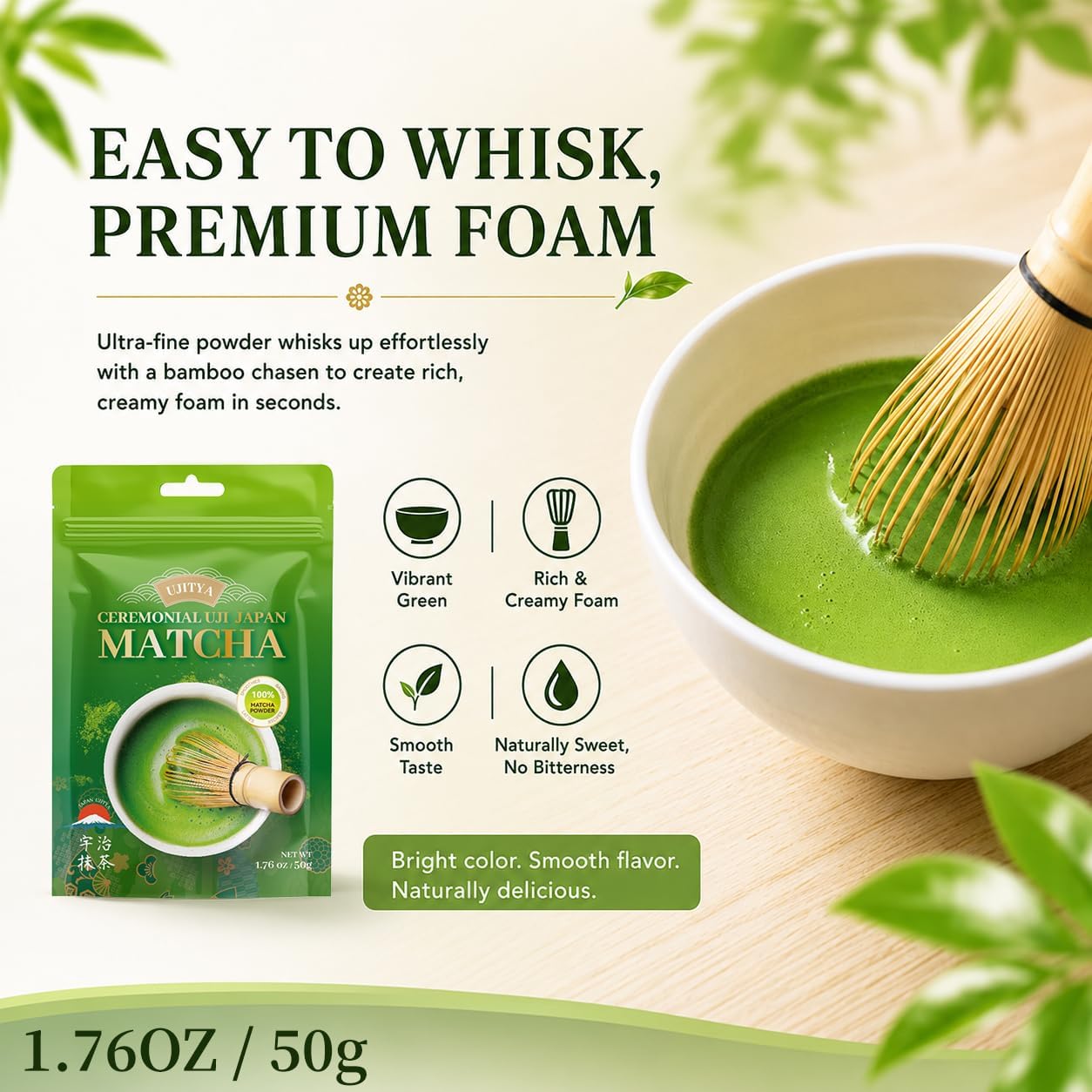 Detalle de YYCY Uji Matcha Powder, Stone-Ground in Kyoto, 50g