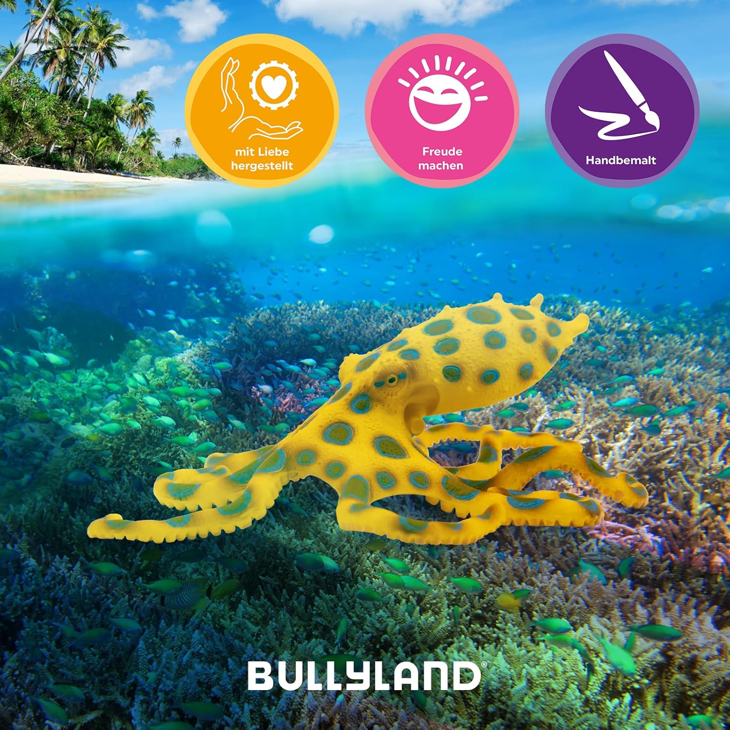 Thumbnail 4 de Bullyland 67510 figurine pieuvre avec anneau bleu (env. 13,8 cm) – détaillée, sans PVC