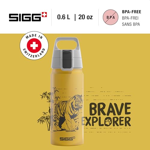 Thumbnail 1 de Sigg WMB ONE Brave Tiger 0,6 l – Auslaufsichere Kinder-Trinkflasche aus Aluminium, für Kohlensäurehaltiges, Gelb