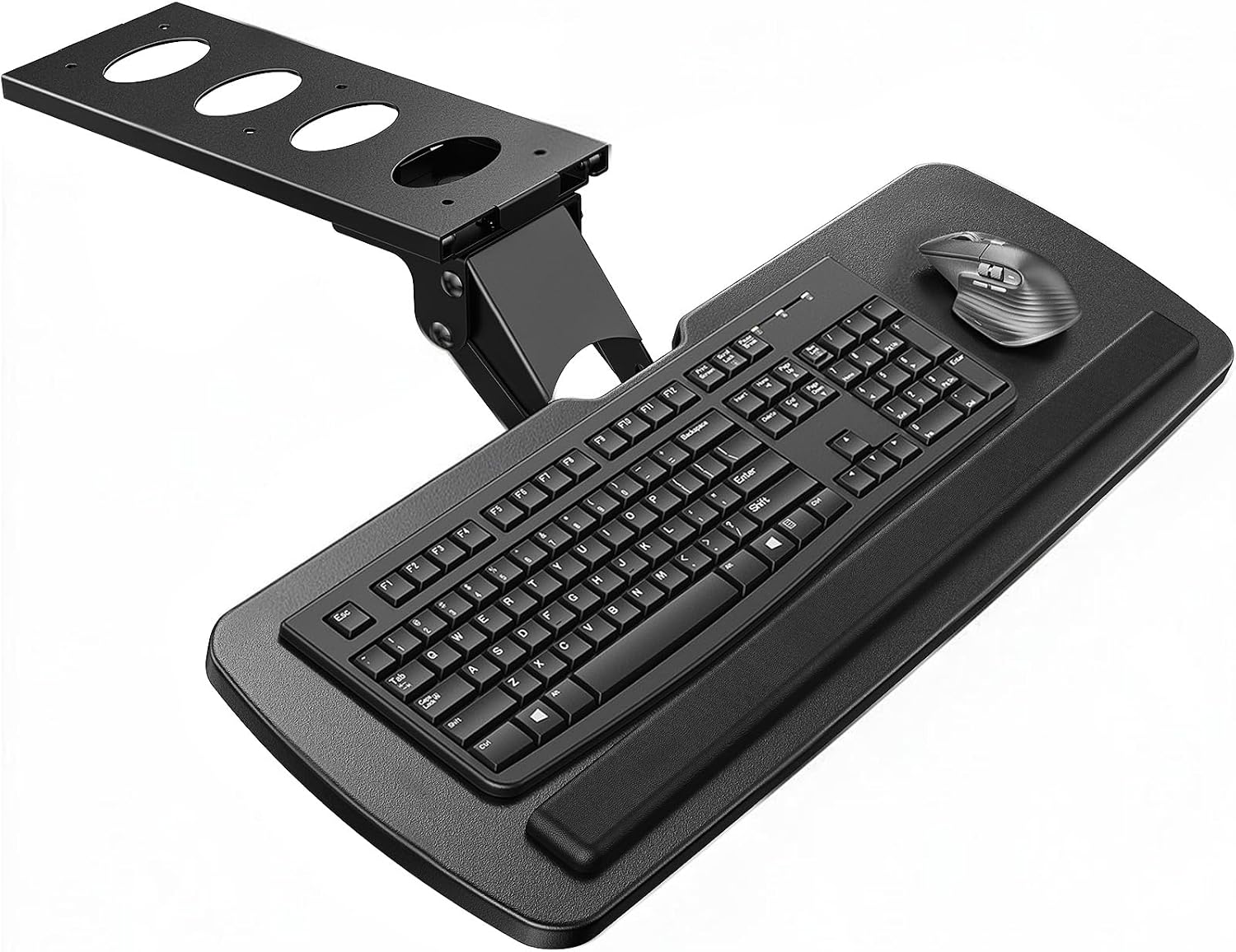 Detalle de HUANUO HN-J Under-Desk Keyboard Tray, Swivel, Height-Adjustable, with Wrist Rest