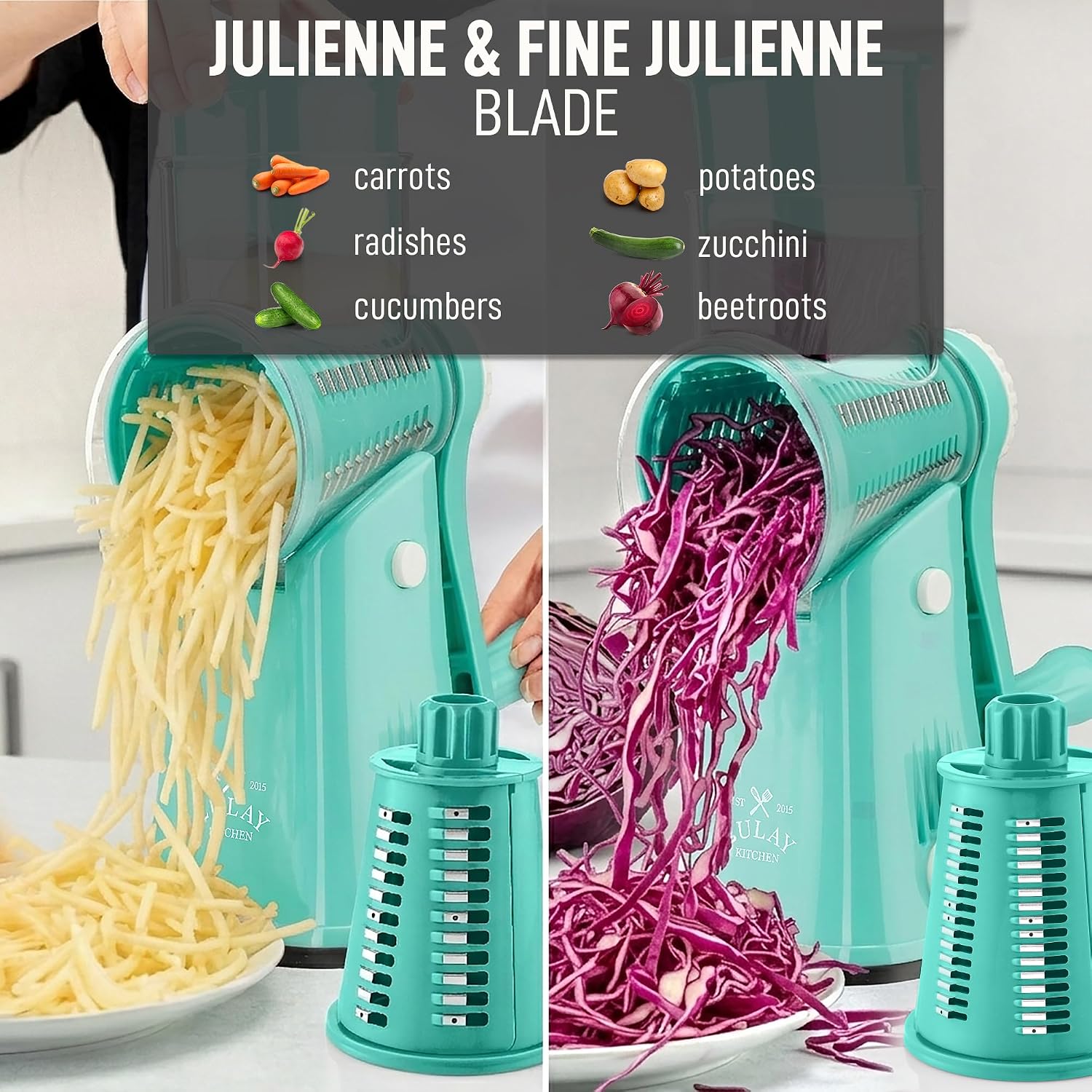 Detalle 2 de Zulay rotary cheese grater with 5 blades