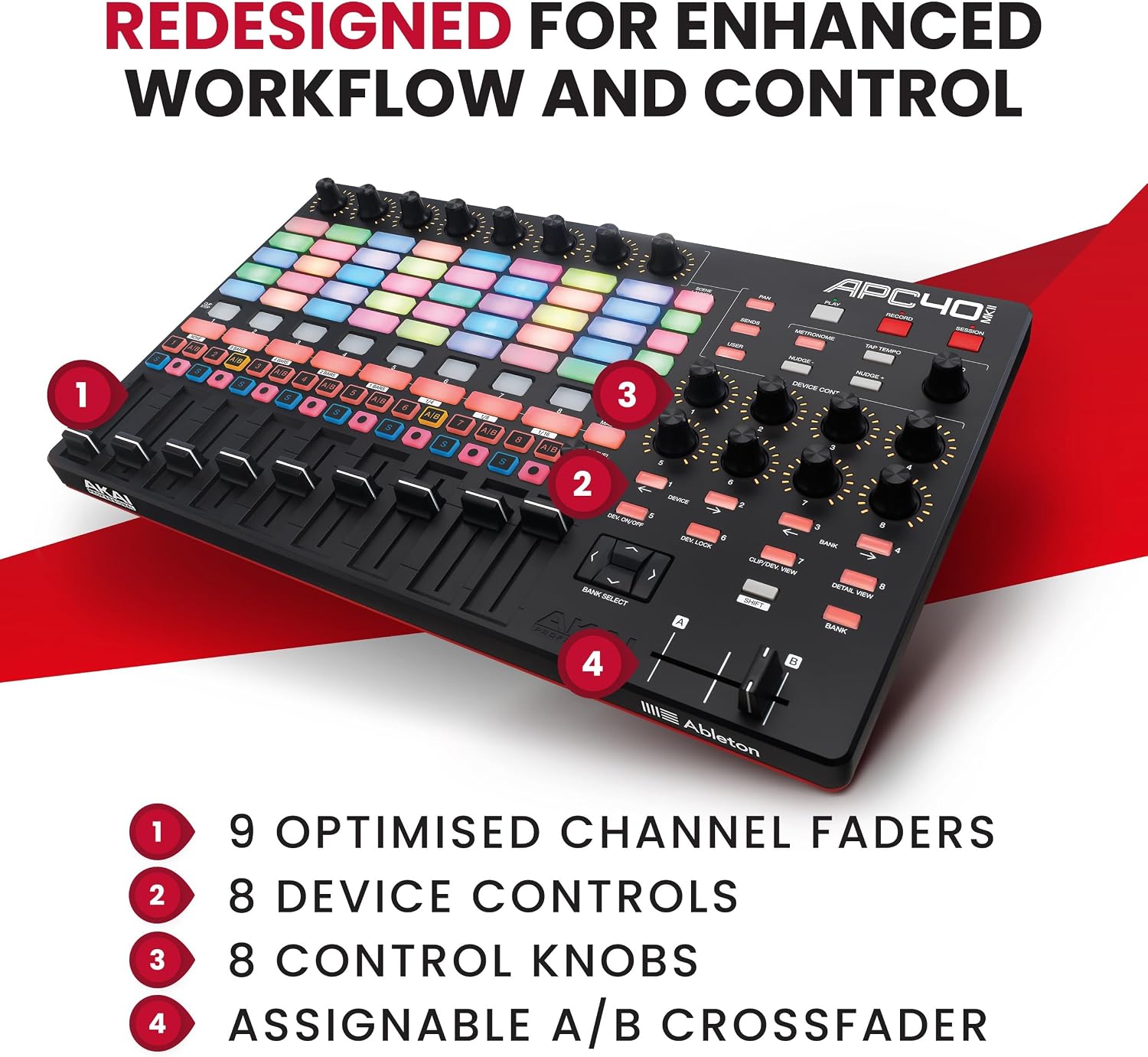 Detalle 2 de Akai Professional APC40 MKII USB MIDI Controller with 5x8 RGB Clip Grid