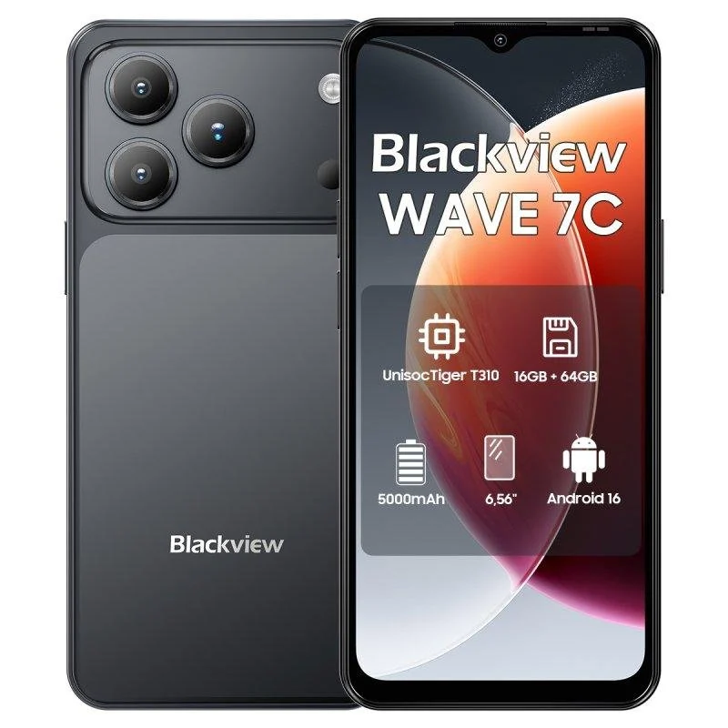 Detalle de Blackview Wave 7C 4G con 4GB/64GB y pantalla de 6,56 pulgadas (Negro)