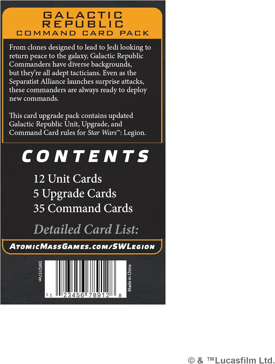 Thumbnail 1 de Asmodee Star Wars: Legion Galactic Republic Command Card Pack