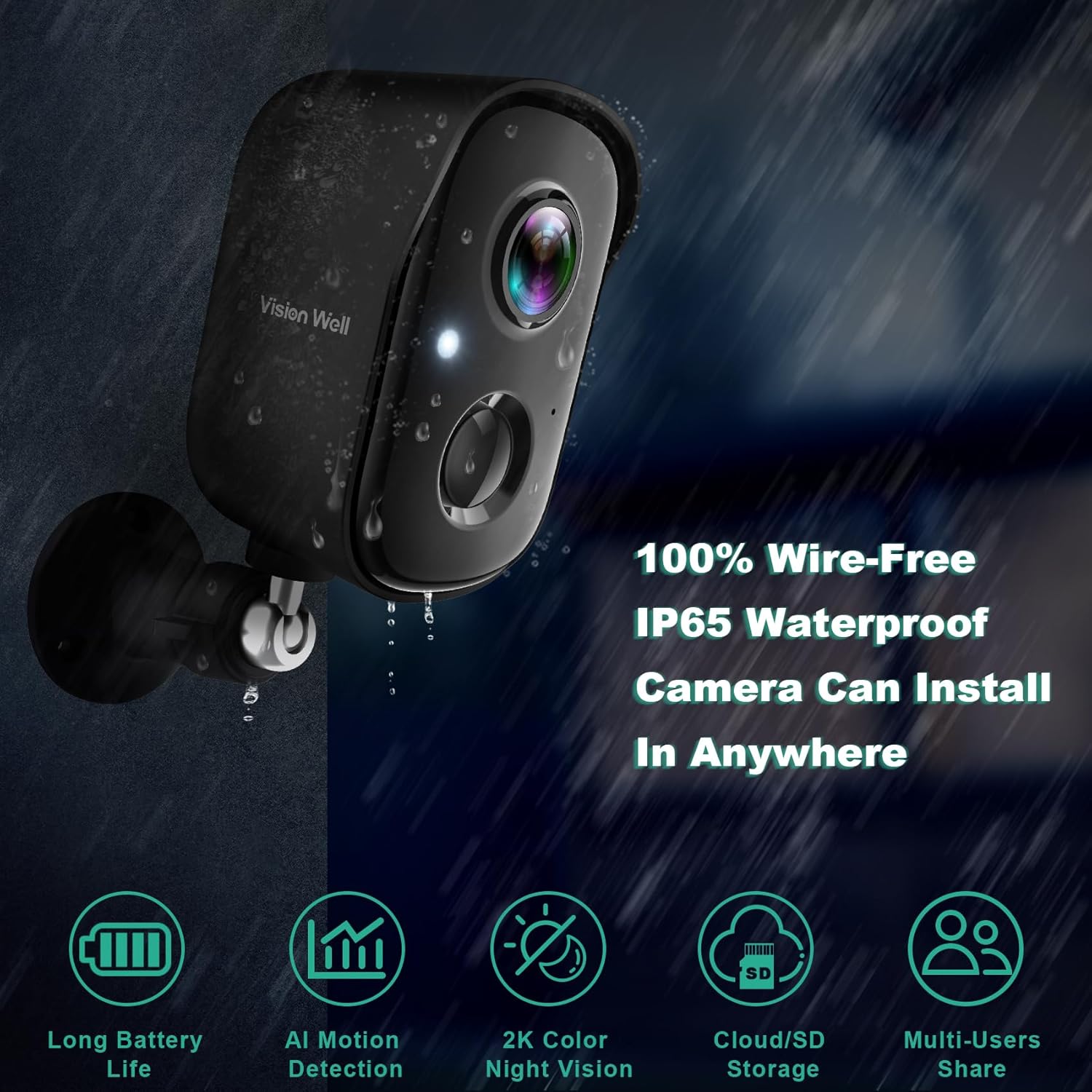 Detalle 2 de Security Cameras Wireless Outdoor 2K Battery