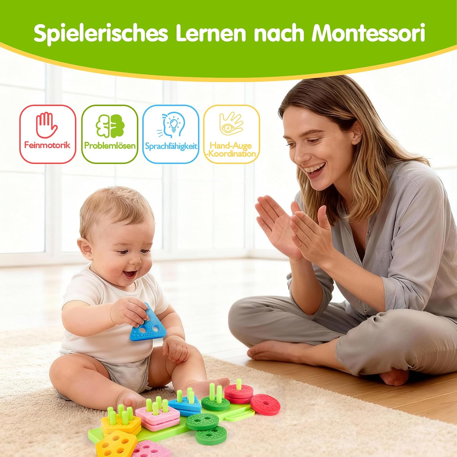 Thumbnail 6 de Hahaland Montessori Stapelspiel aus Silikon ab 12 Monaten