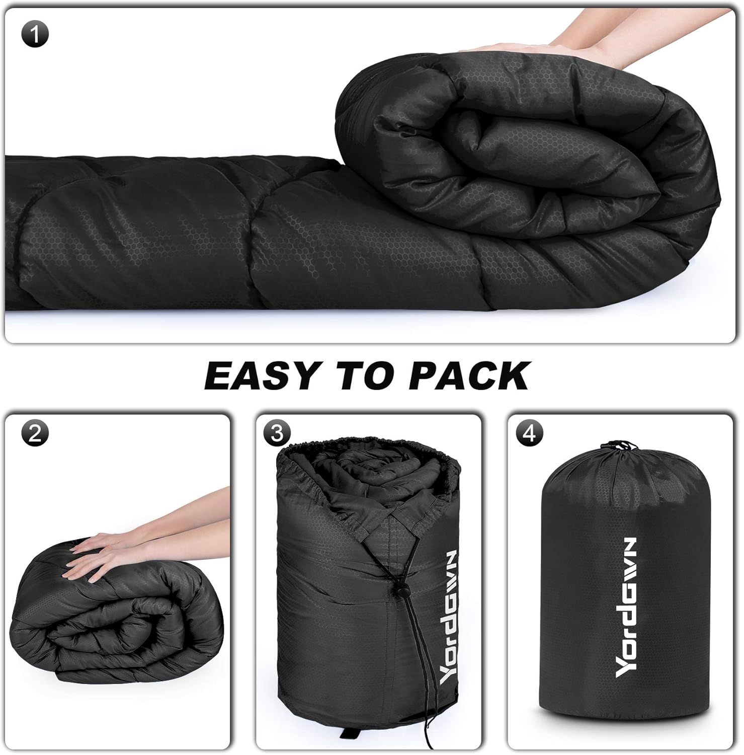 Detalle de Yordawn Schlafsack Outdoor Camping – 3–4 Jahreszeiten, ultraleicht, wasserdicht, für Erwachsene und Kinder