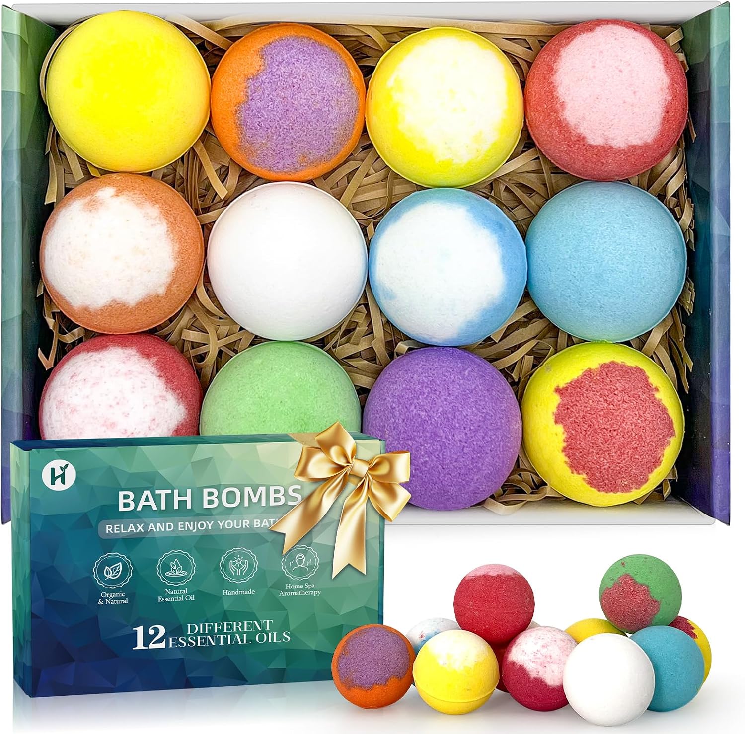 Detalle de HAISHAN SHOWER 12-Pack Bath Bombs with Shea Butter and 12 Scents