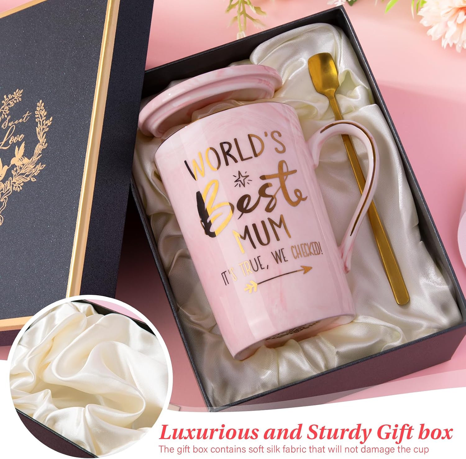 Thumbnail 4 de Mum Birthday Mummy Mug 14Oz Pink Marble