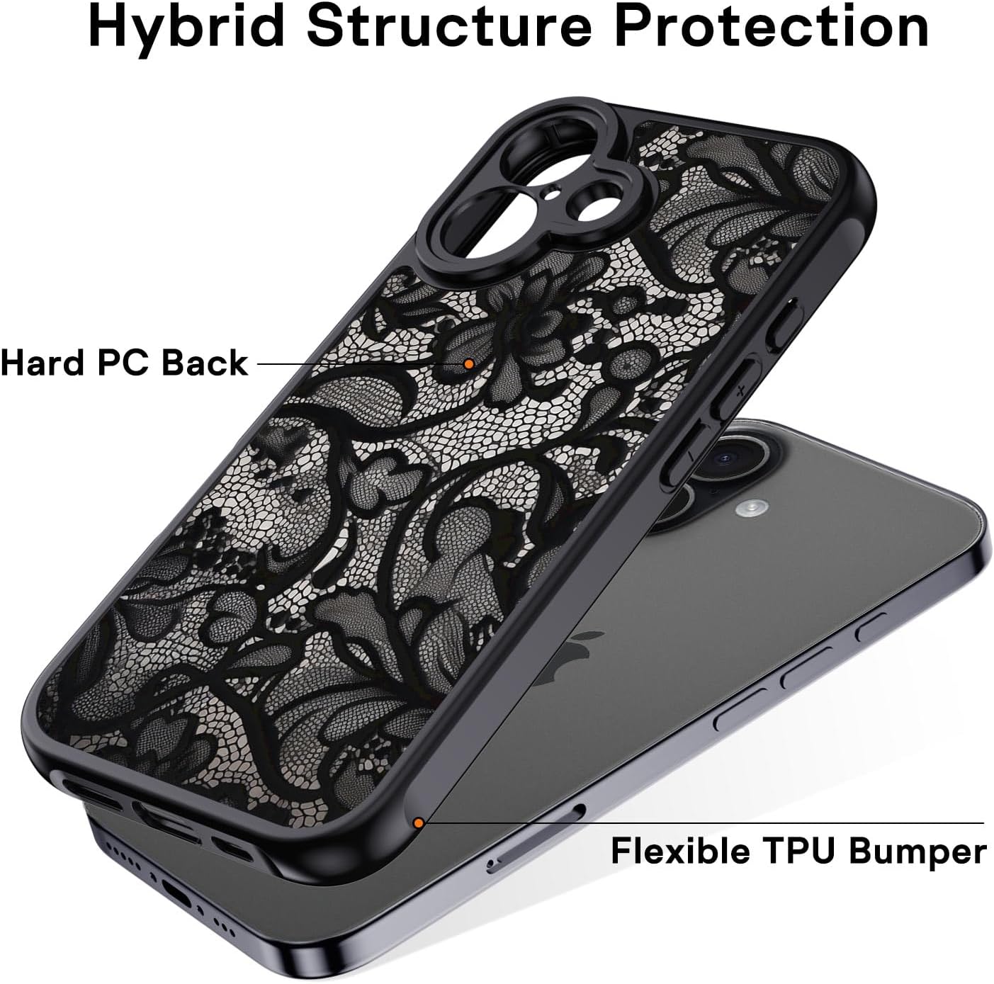 Thumbnail 1 de XTCASE Cover per iPhone 17 - Custodia Aesthetic Vintage Pizzo Opaca, Ultra Sottile in TPU Morbido e Retro PC Rigido