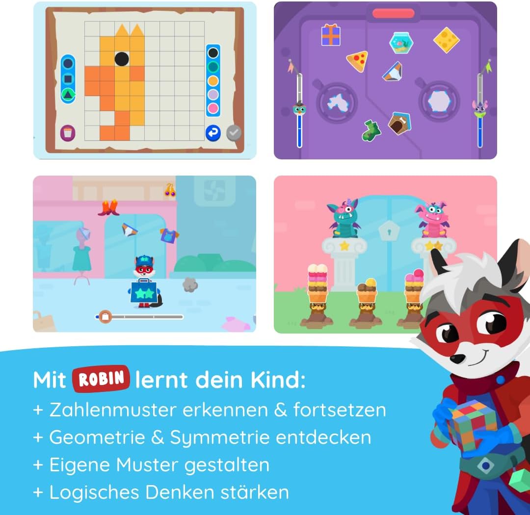 Detalle de Edurino Figur Robin: Geometrie- & Zahlenmuster-Lernspiel (ab 4 Jahren) inkl. App