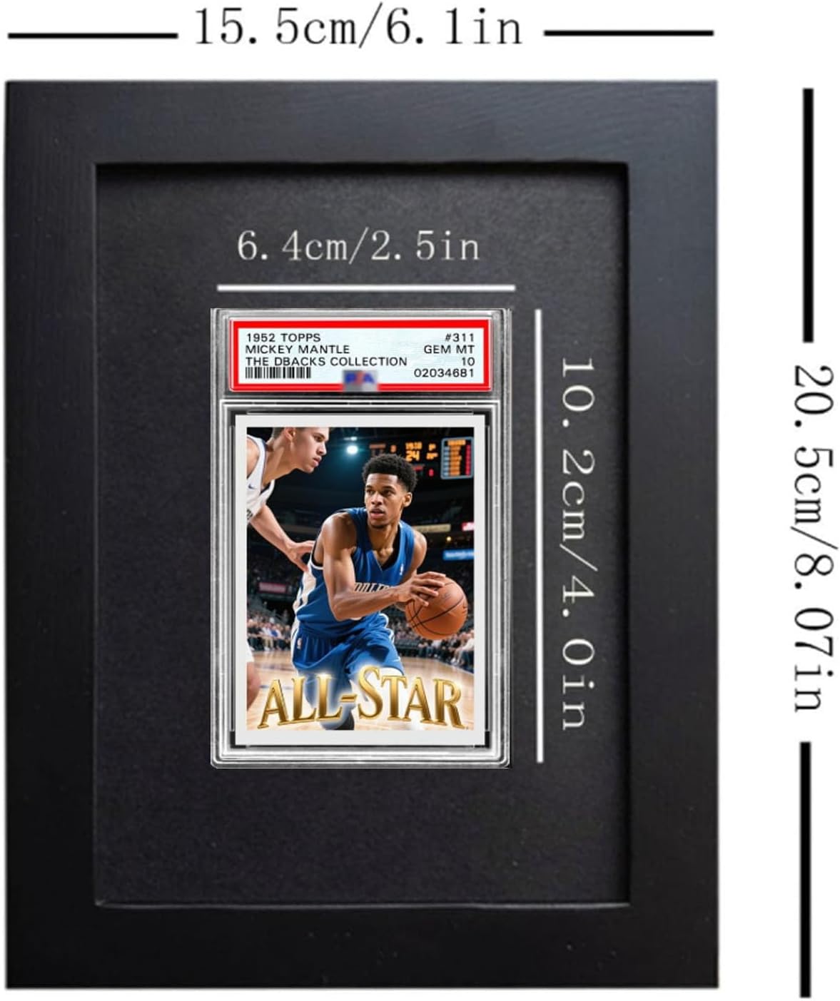 Detalle de Karten-Vitrine 15,2 x 20,3 cm – Schwarz, Holz mit HD-Glas, Display für Baseball, Basketball, Hockey und mehr