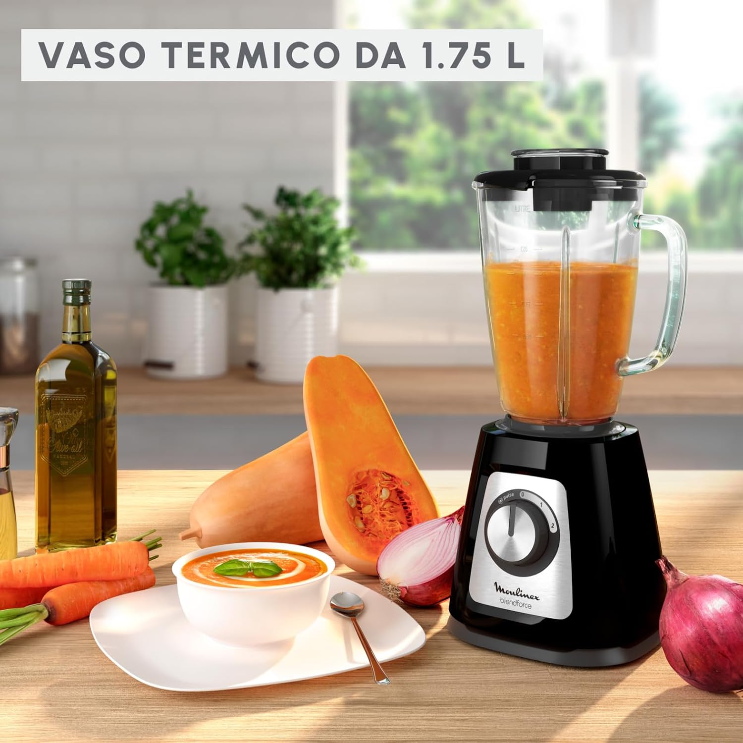 Detalle de Moulinex Blendforce LM4308: frullatore con raffreddamento ad aria e vaso in vetro da 1,75 L