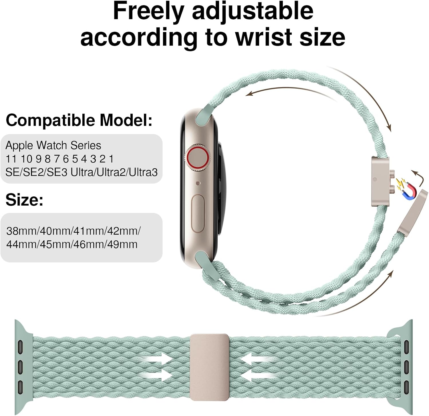 Detalle 2 de Braided Apple Watch strap, secure magnetic