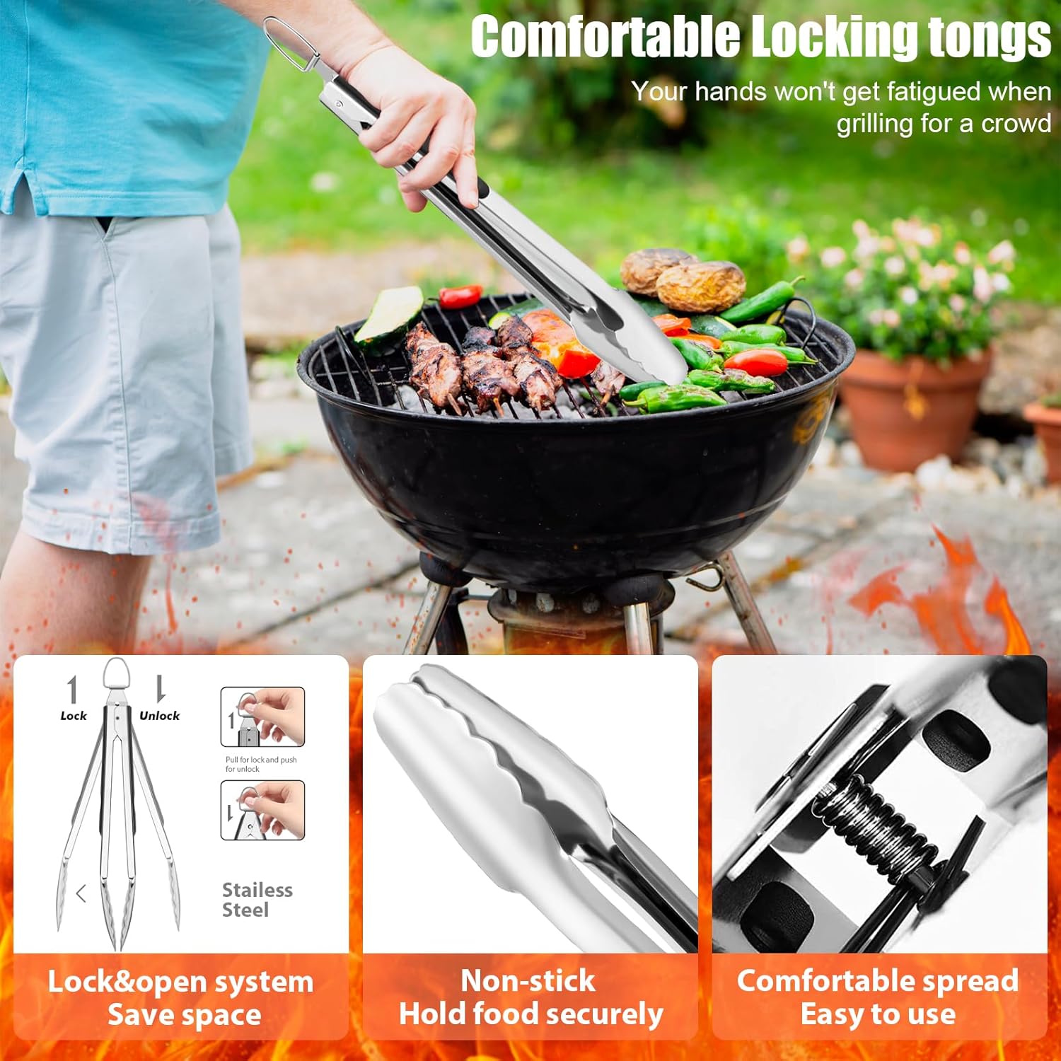 Thumbnail 2 de RINPIR 31-Piece BBQ Grill Accessories Kit: Heavy-Duty Stainless Steel Tools with Carrying Bag