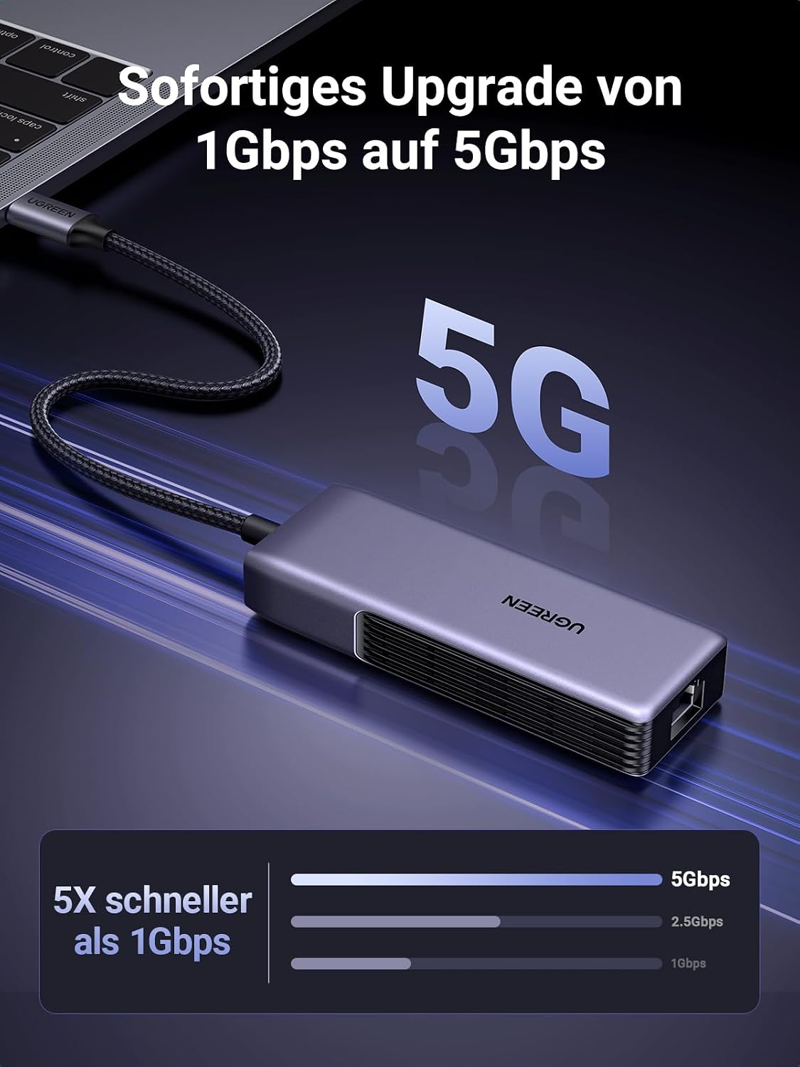 Thumbnail 1 de UGREEN USB C LAN-Adapter 5Gbps