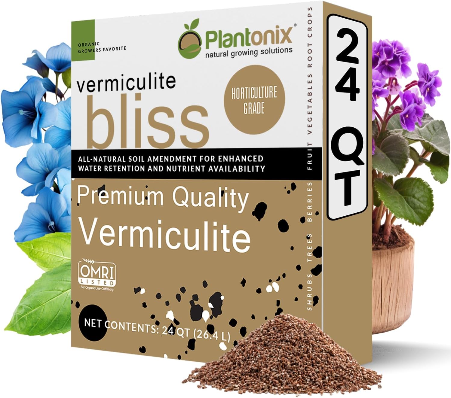 Detalle de Plantonix Vermiculite Bliss Vermiculite, 24 Quarts, Coarse Soil Amendment