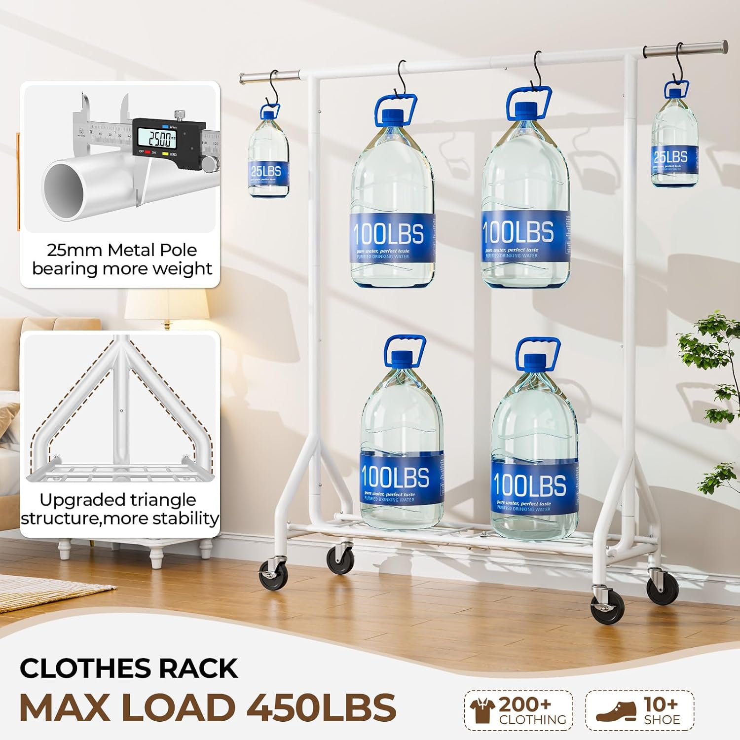 Detalle 2 de HYSEYY Heavy Duty Clothes Rack 450 lbs