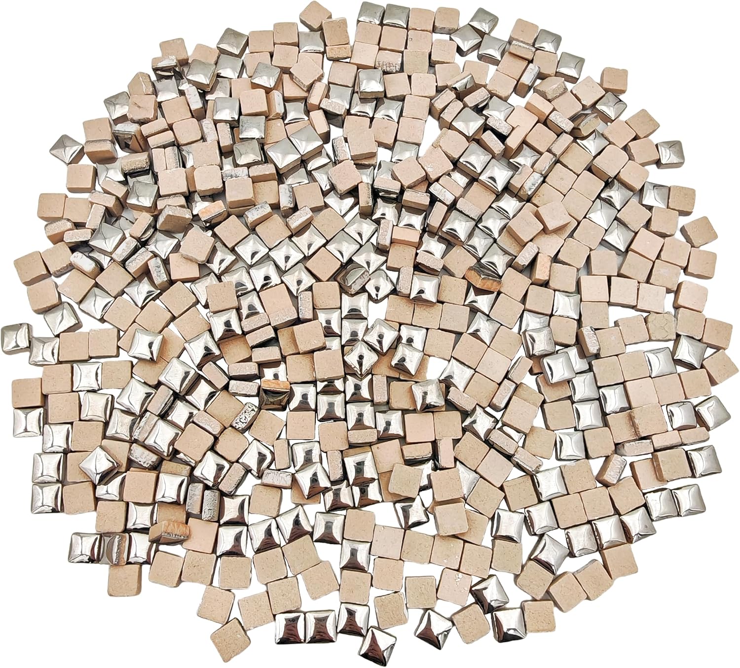 Thumbnail 2 de 1,1 lb Keramik-Mosaikfliesen in gemischten Farben – DIY Mosaikstücke, 0,96 cm Silber Quadrat