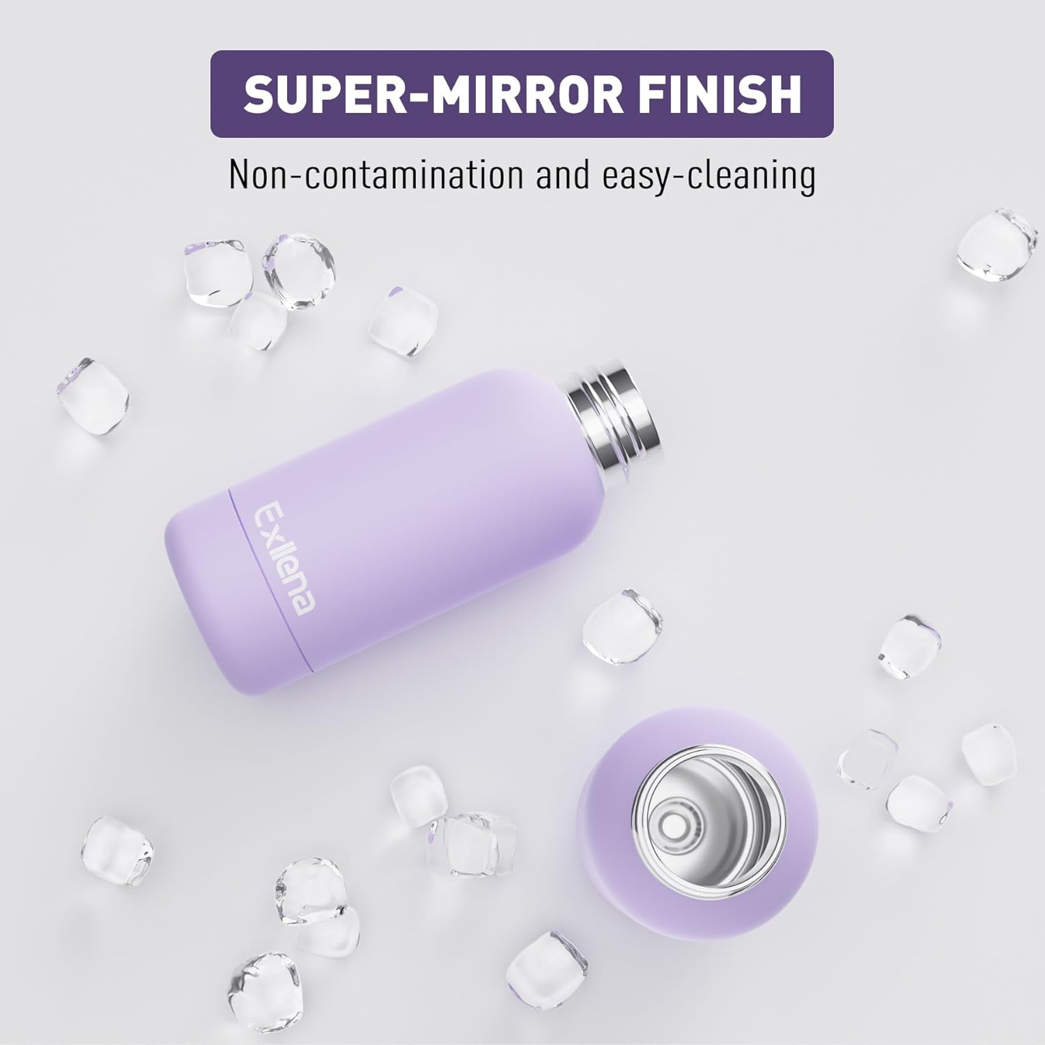 Thumbnail 5 de Exllena Exllena Water Bottle 350ml with Clip – Double Wall Vacuum Insulated (Purple, BPA free)