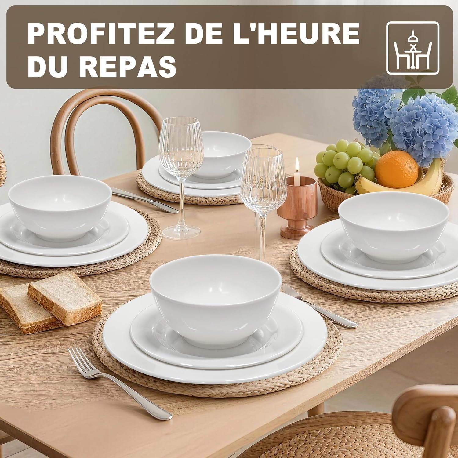 Thumbnail 4 de 12 assiettes et bols 36 pièces