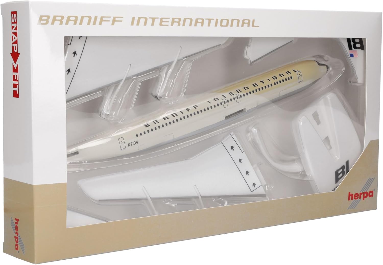 Detalle 2 de Herpa Boeing 707-320 Braniff International – model samolotu SnapFit 1:144