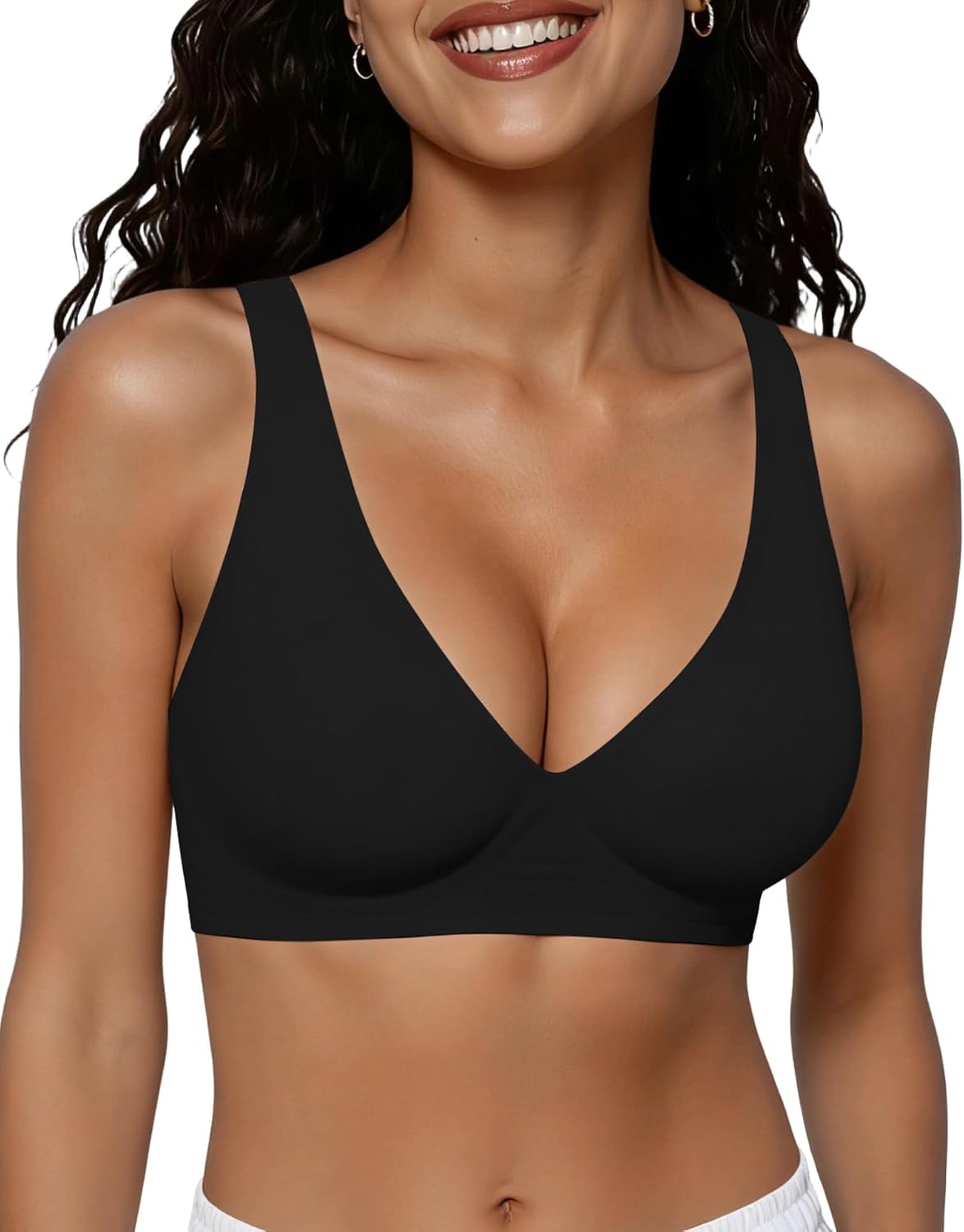 Detalle de GXOULRRA Jelly Bra Plunge Wireless Bralette with Deep V-Neck and Back Smoothing