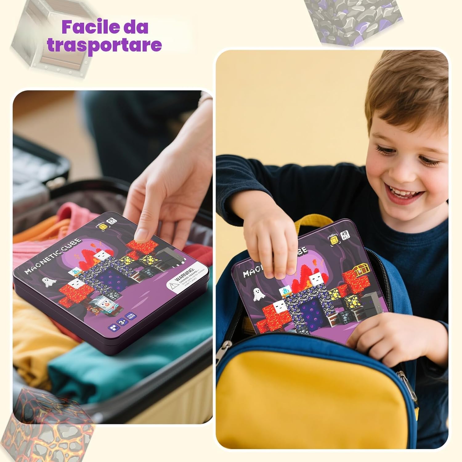 Detalle de STEM MATCH Mattoncini magnetici da viaggio per bambini – 49 pezzi Esploratori delle caverne