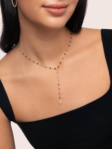 Detalle 2 de SINGULARU Collar Mujer Y Turmalina Stones Acero Baño Oro