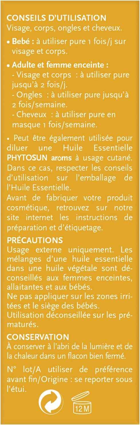 Detalle 2 de Huile végétale d’argan bio PHYTOSUN AROMS, 100% pure et vierge, hydratante et fortifiante (50 ml)