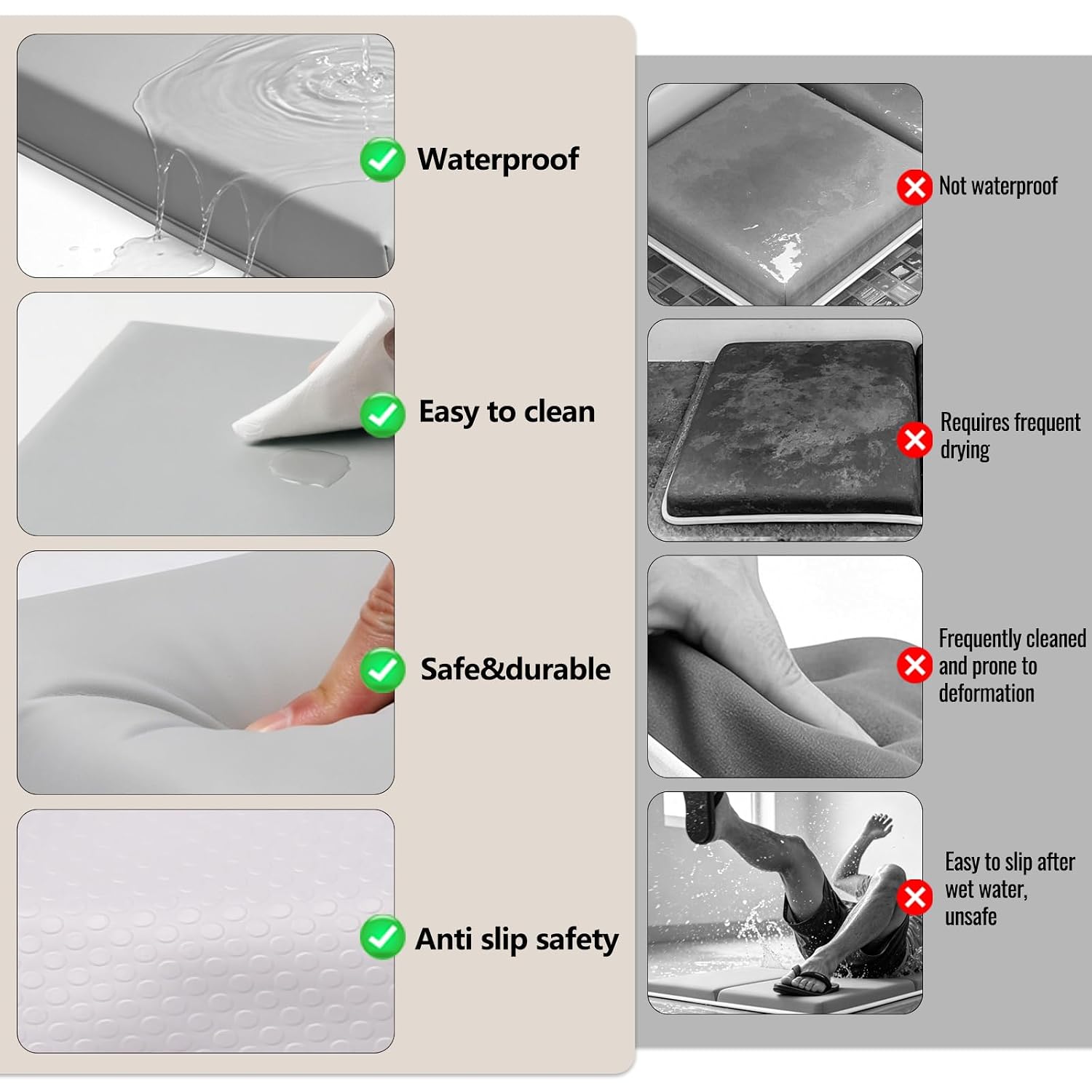 Detalle 2 de JVEOO Baby Bath Kneeler and Elbow Rest Set, Waterproof Vegan Leather