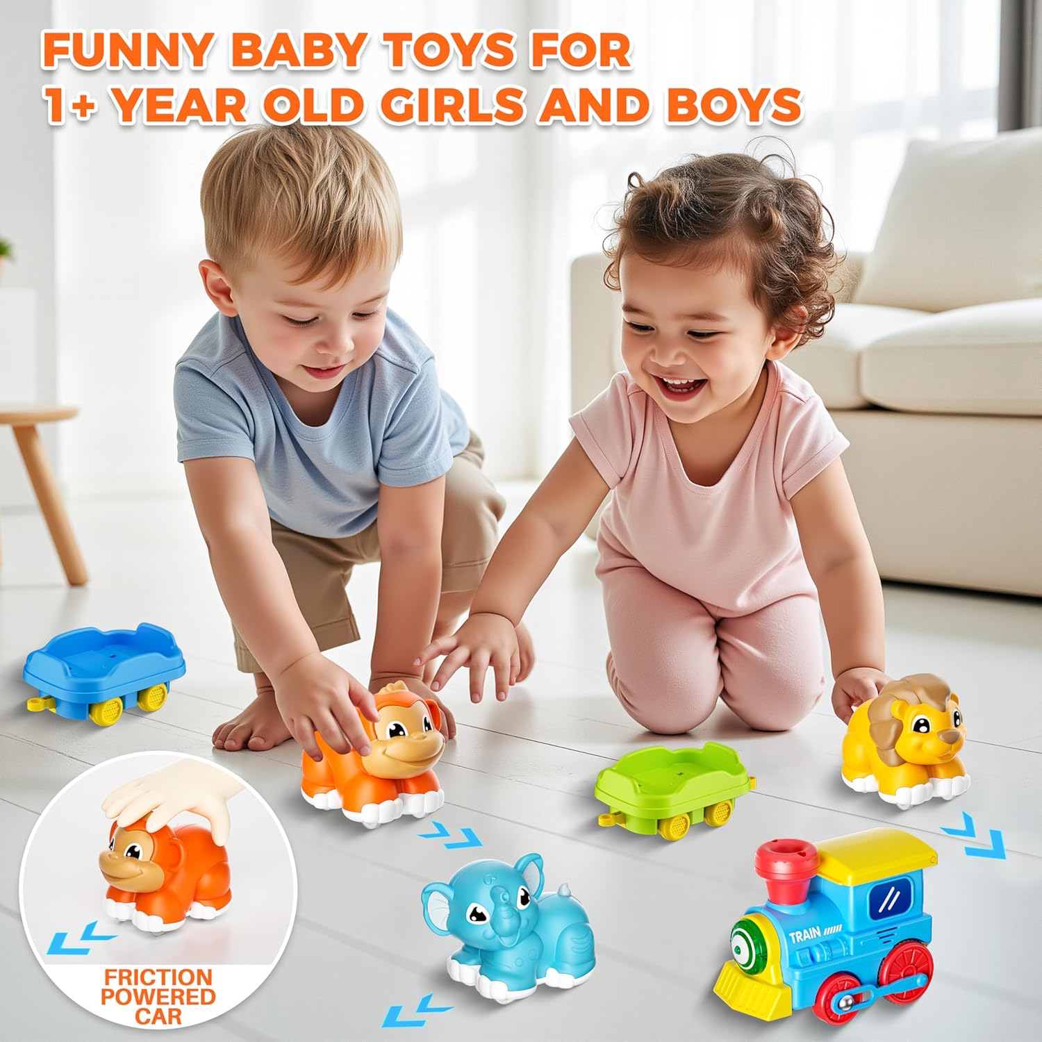 Thumbnail 1 de Toddler Steam Electric Train Set with Music & Lights (with Tracks Accessories) and 3 Animal Cars