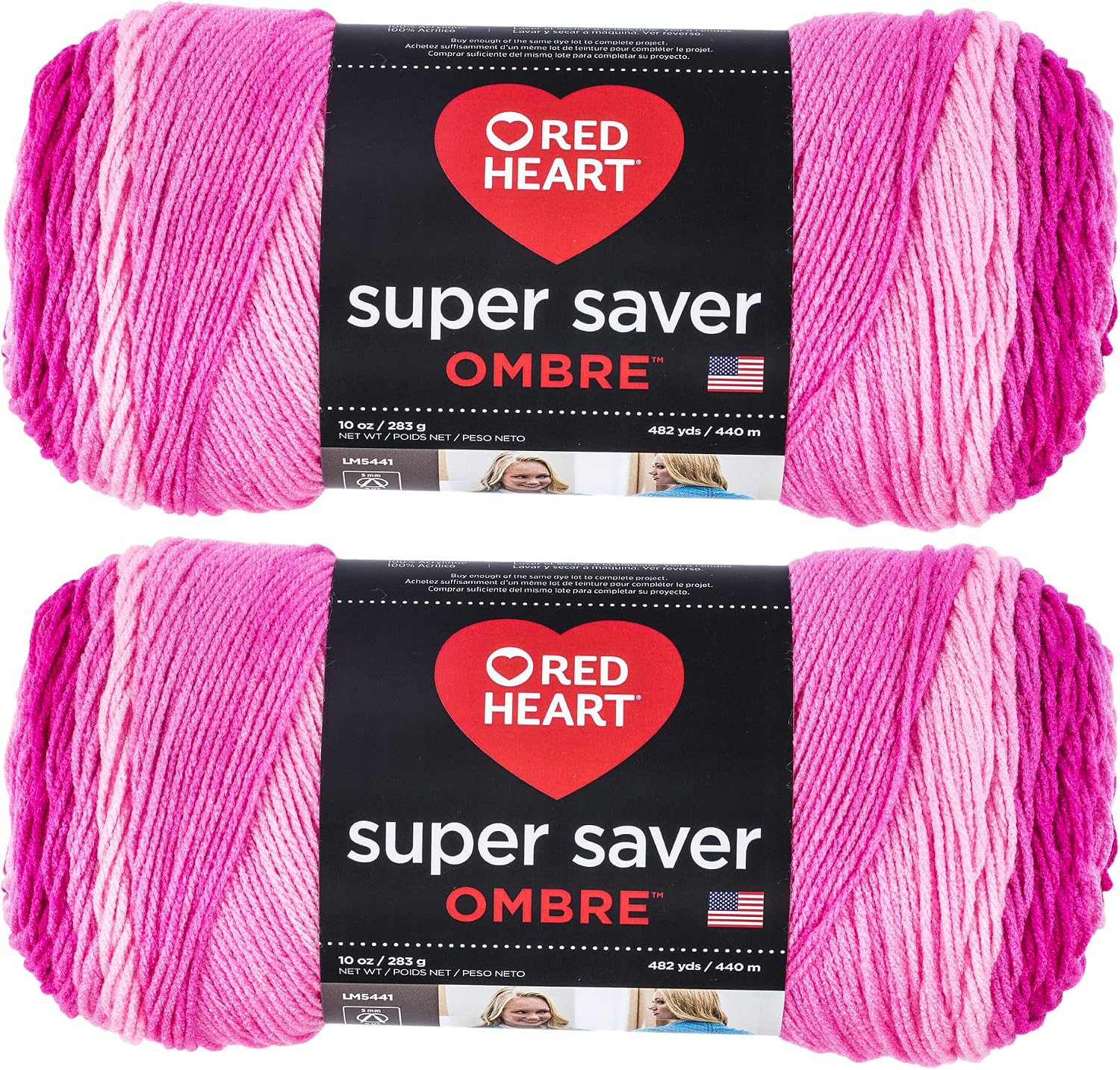 Imagen de Red Heart Super Saver Jumbo Jazzy Ombre – przędza akrylowa, 2 motki po 283 g en OfertitasTOP