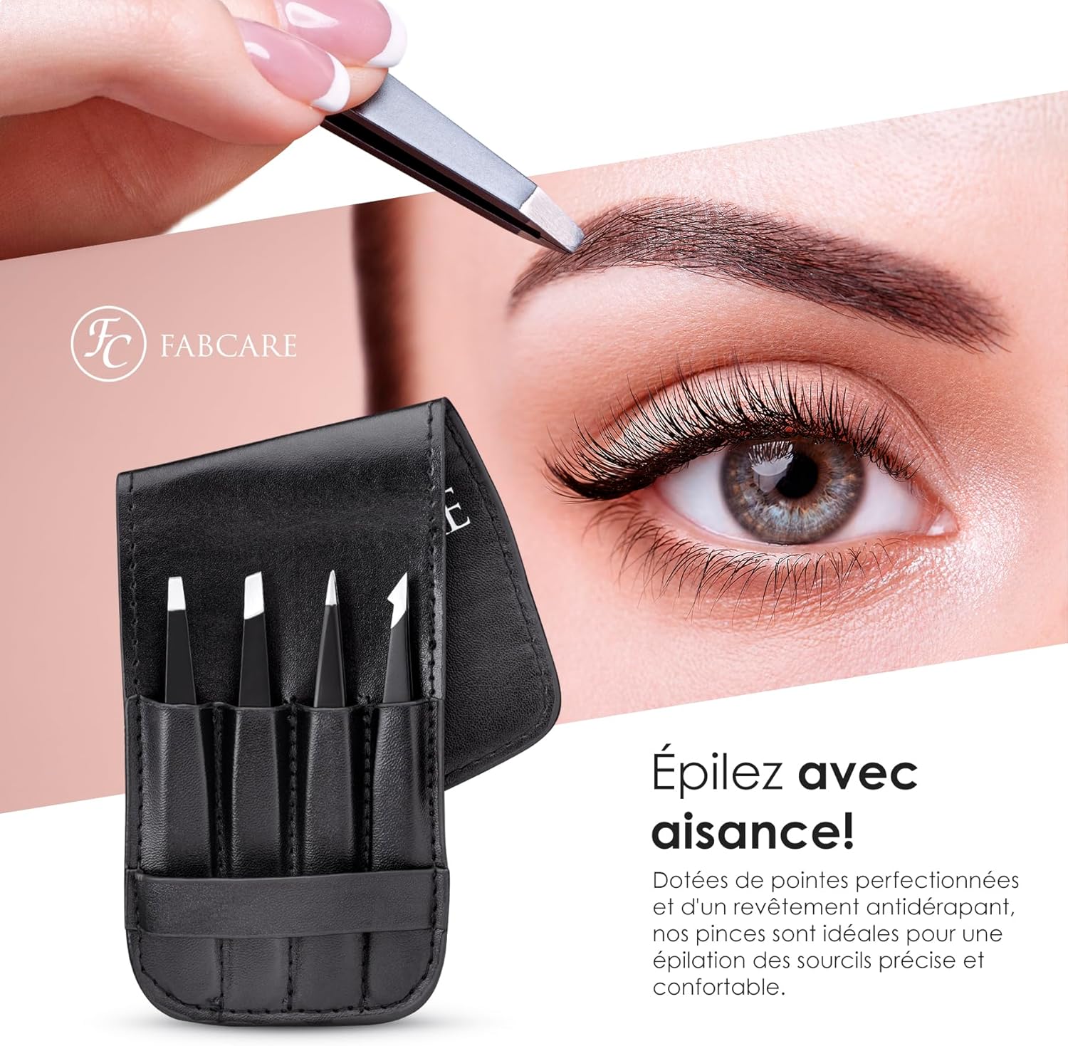 Detalle 2 de FABCARE Kit pinces à sourcils 4 pcs ✂