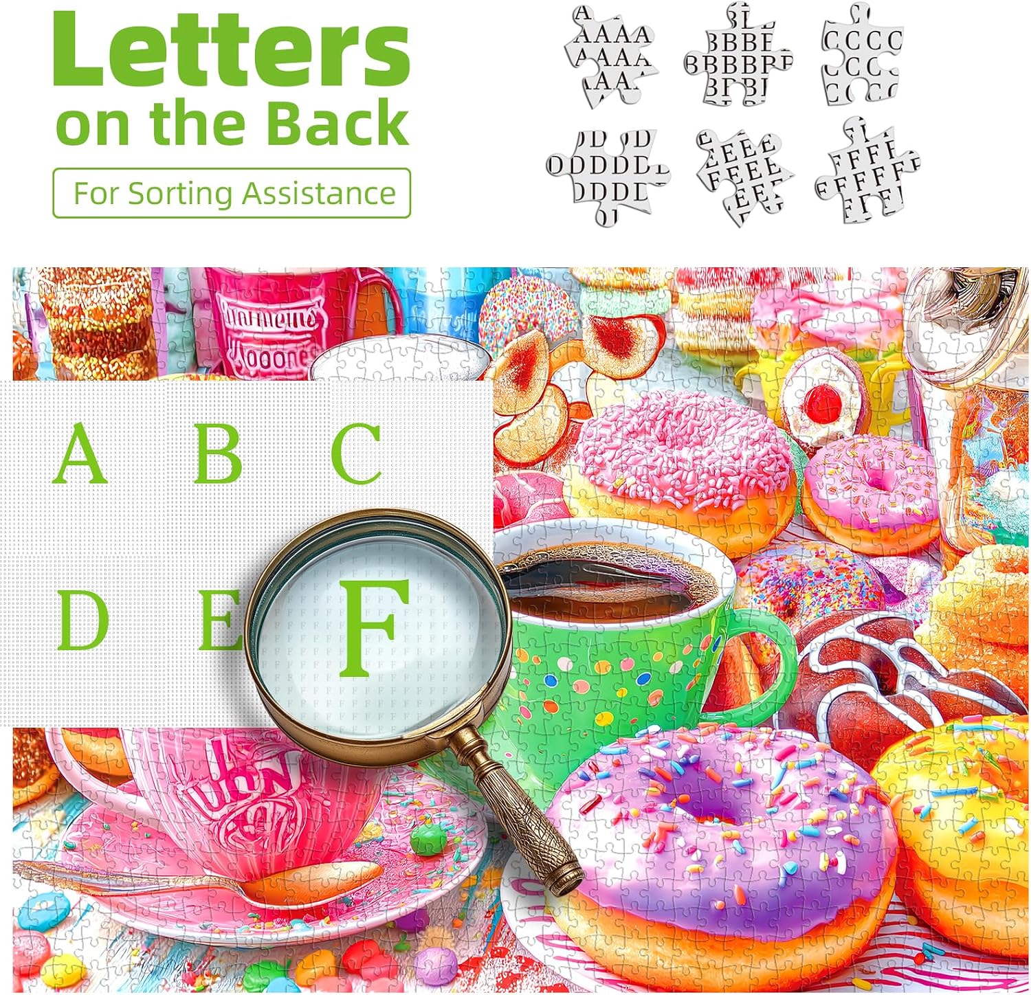 Detalle de 500 Pieces Coffee & Donuts Jigsaw Puzzle for Adults (23"x15")