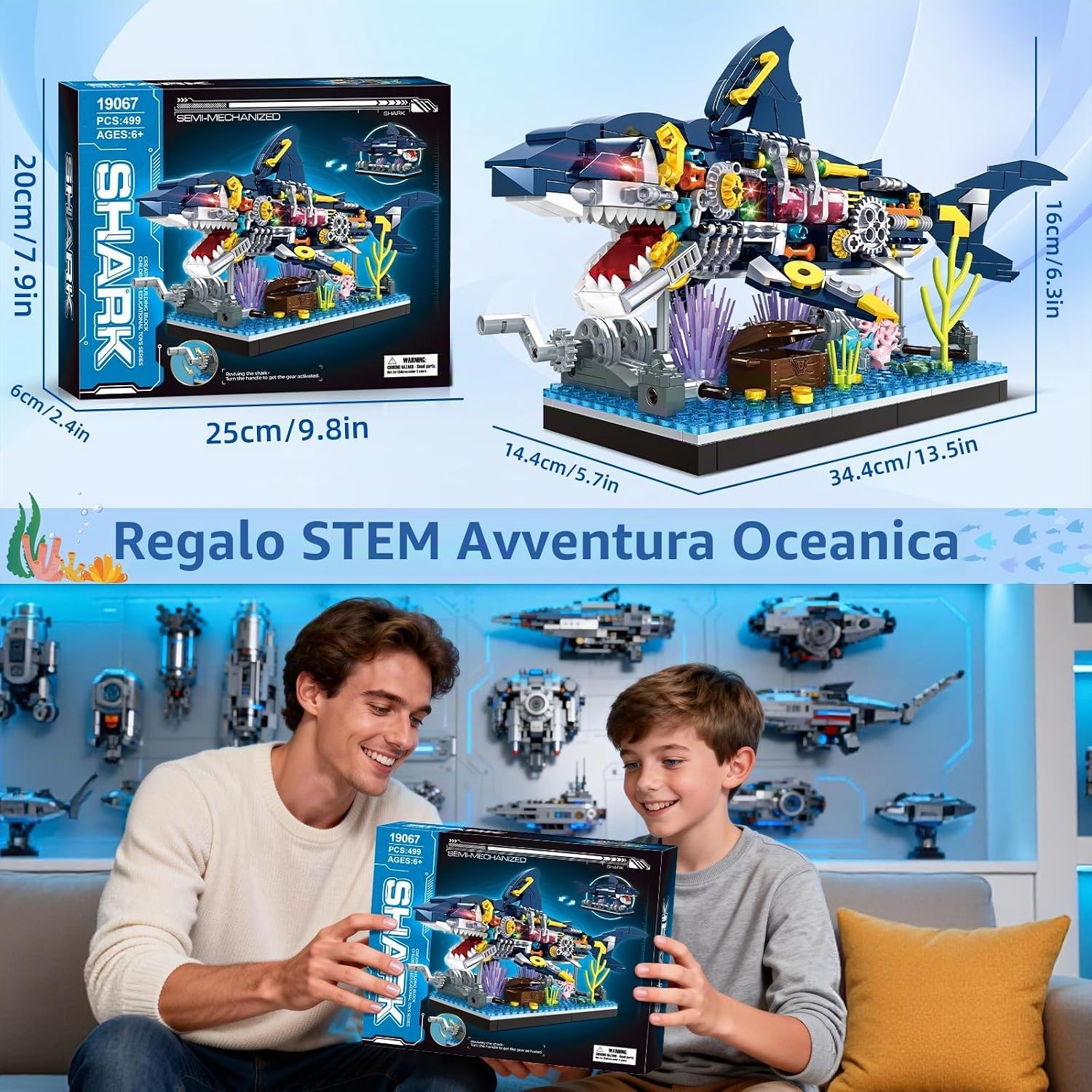Thumbnail 5 de kiothdre Set Costruzioni Forma Squalo – Gioco Meccanico a Forma di Squalo con 499 pezzi