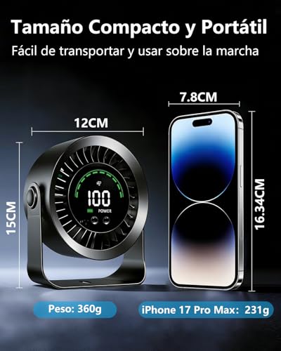 Thumbnail 6 de DDKJ Ventilador de Mesa Silencioso 2 en 1: versión 100 pasos, pantalla LED y batería de 4000 mAh