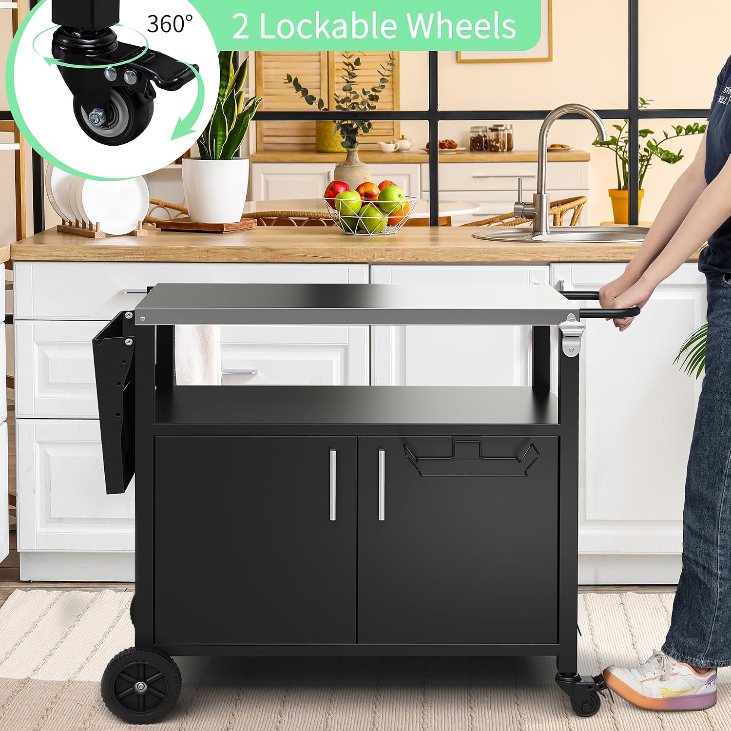 Detalle 1 de Shintenchi Outdoor Grill Cart with Stainless Steel Top