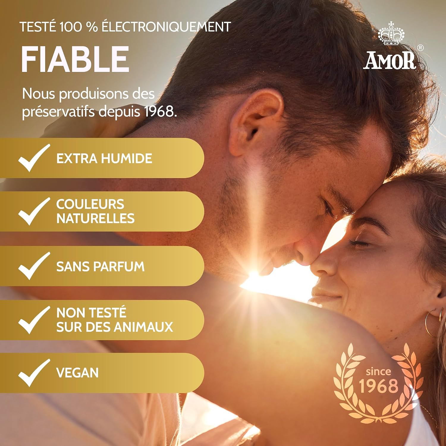 Detalle 2 de Préservatifs AMOR Nature Premium, taille Ø 60 mm, transparents – lot de 100