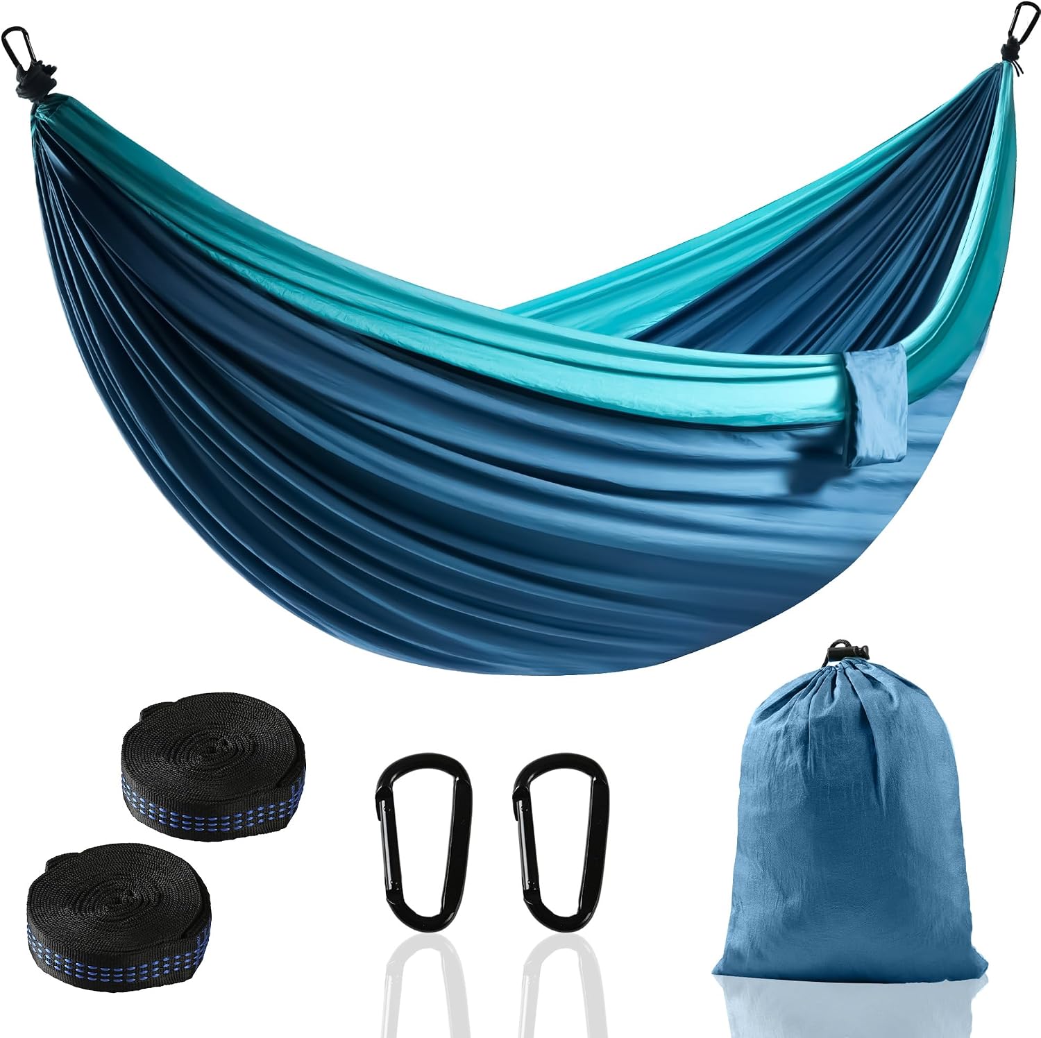 Detalle de Zouway hängmatta 280 × 140 cm i 210T-nylon med trädremmar