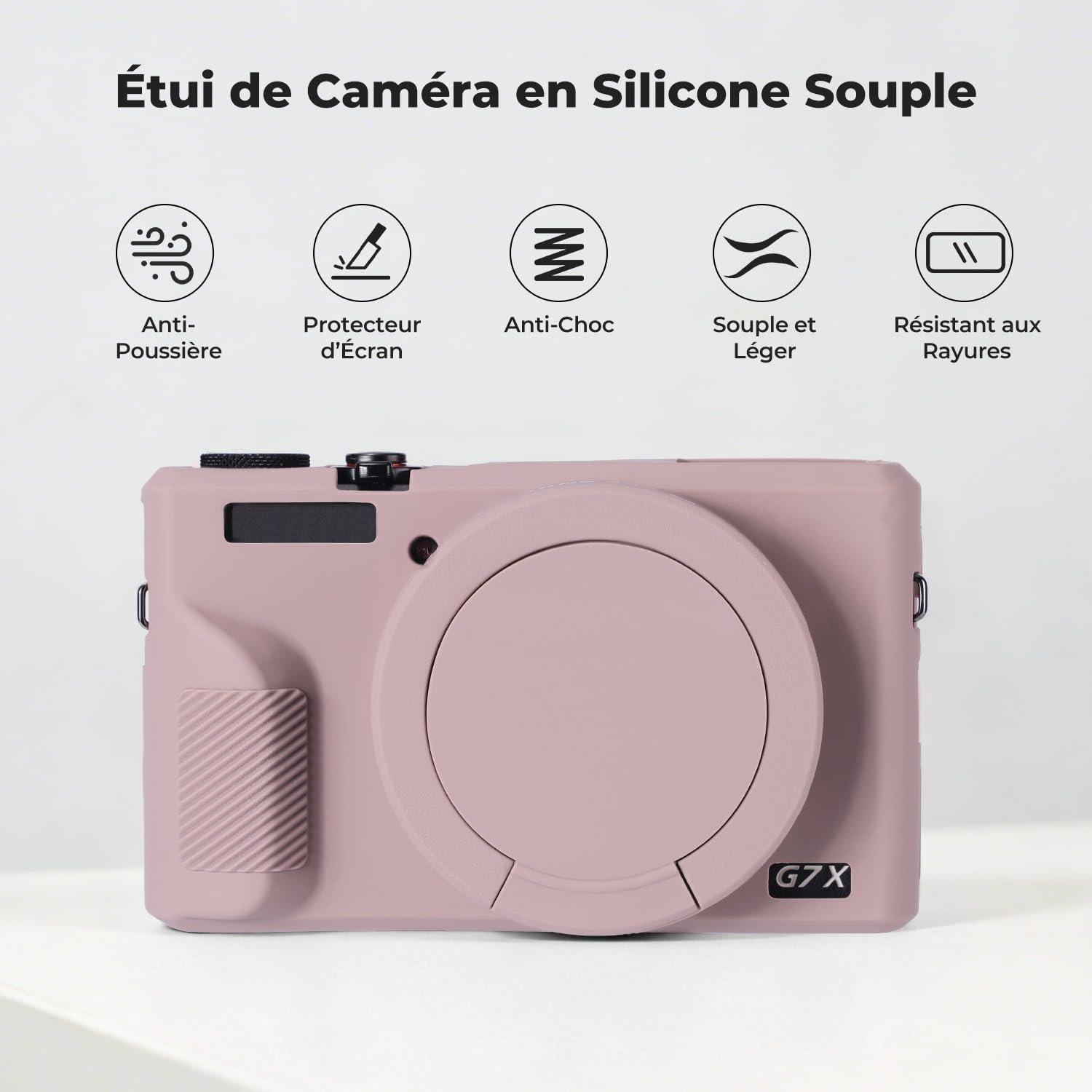 Detalle de Coque de protection en silicone pour Canon PowerShot G7X Mark III / G7X3 – Gris Violet