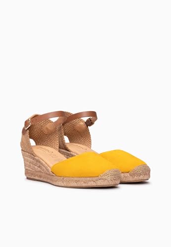 Detalle 2 de Espadrilles à Talon compensé en Cuir Jaune miMaO — EU 37, confort et élégance espagnole