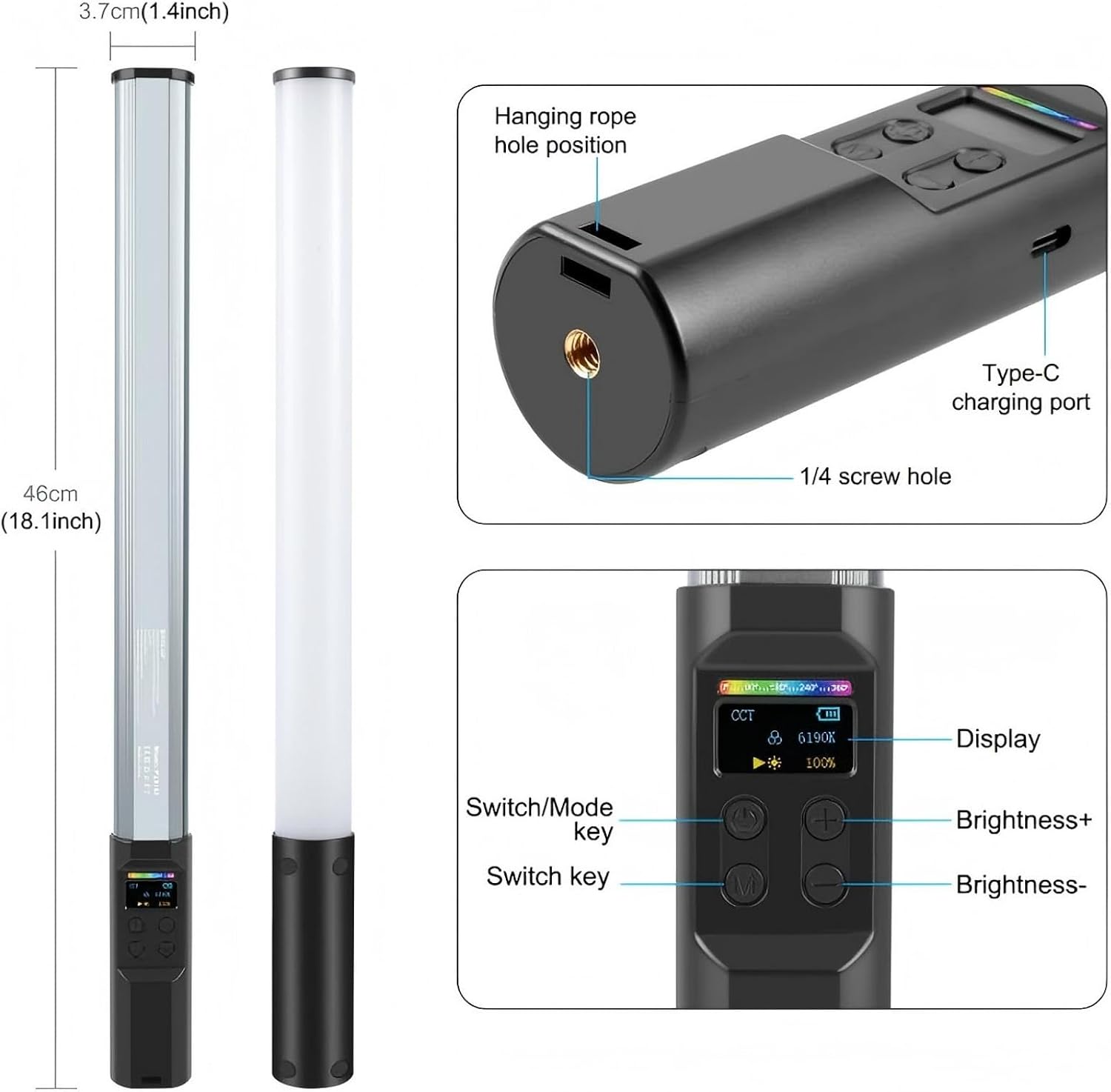 Detalle 2 de PULUZ RGB Light Stick 46cm
