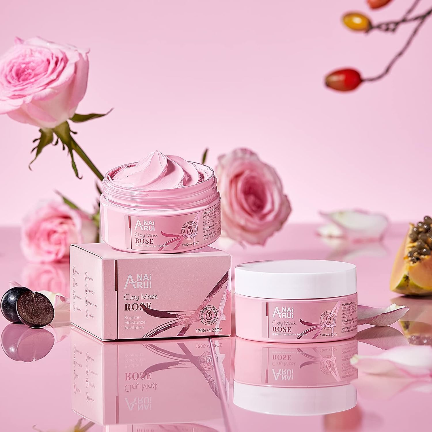 Thumbnail 1 de ANAiRUi Rosen Tonerde Gesichtsmaske mit Rosen, Kaolin, Kollagen – 120 g